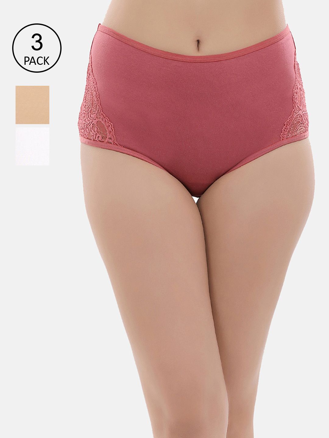 Clovia Women Pack Of 3 Solid Hipster Briefs COMPN1098S