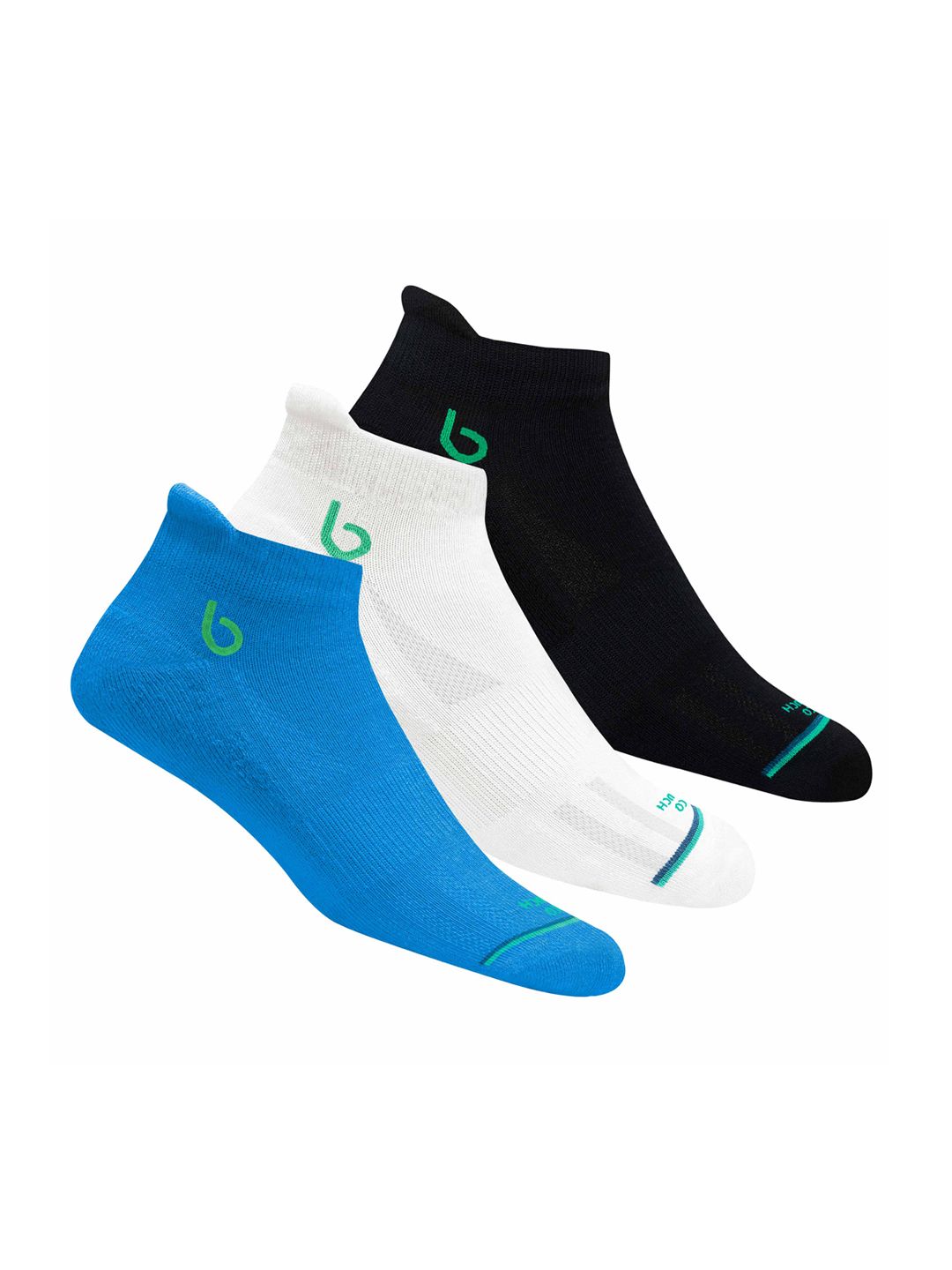 BAMBOS Men Set Of 3 Assorted Eco Touch Athletic Ankle-Length Socks for Running & Gym-picture-34