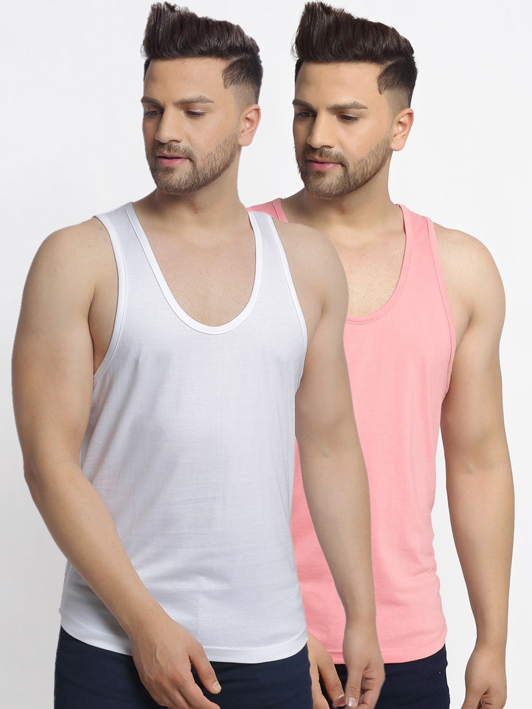 Friskers Men Pack Of 2 Solid Gym Vests-picture-19