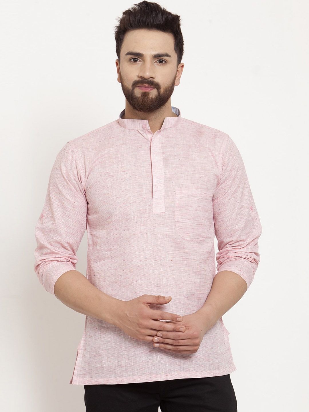 KLOTTHE Men Pink Pastels Kurta-image-49
