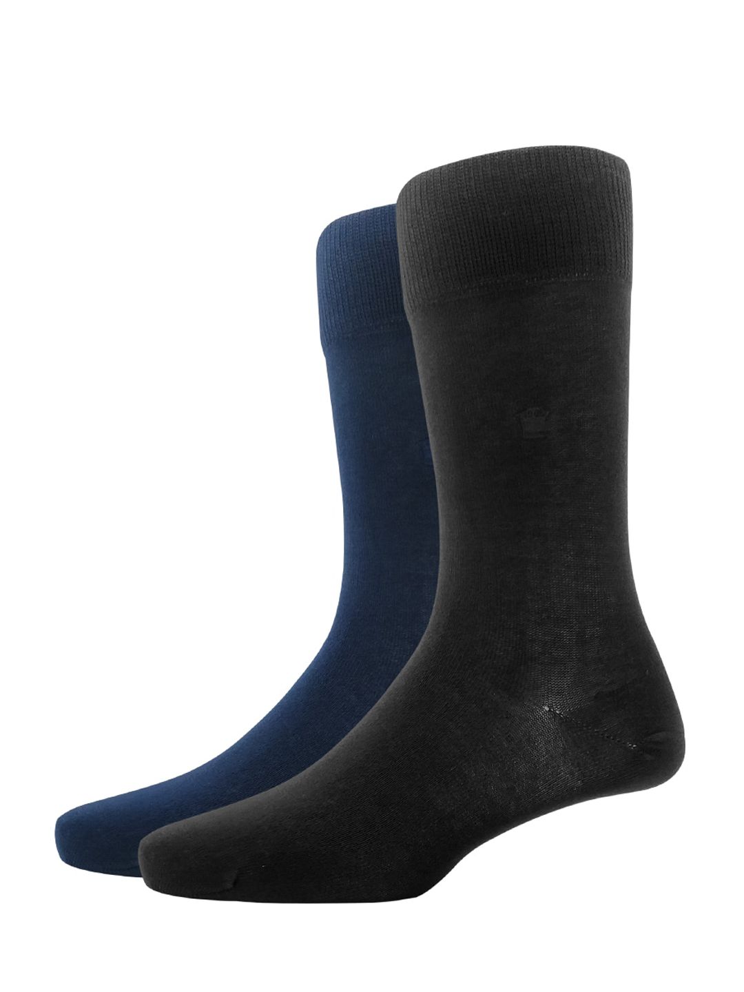 Louis Philippe Men Pack Of 2 Navy-Blue & Black Solid Calf-Length Socks-picture-19