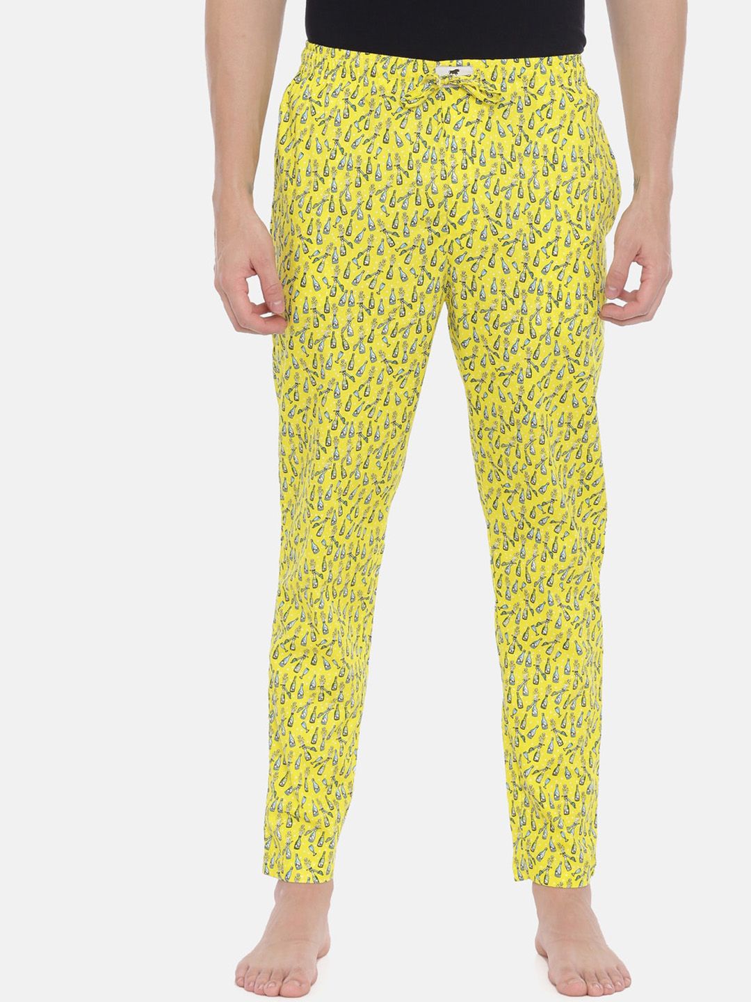 Bushirt Men Yellow Printed Cotton Lounge Pants-picture-46