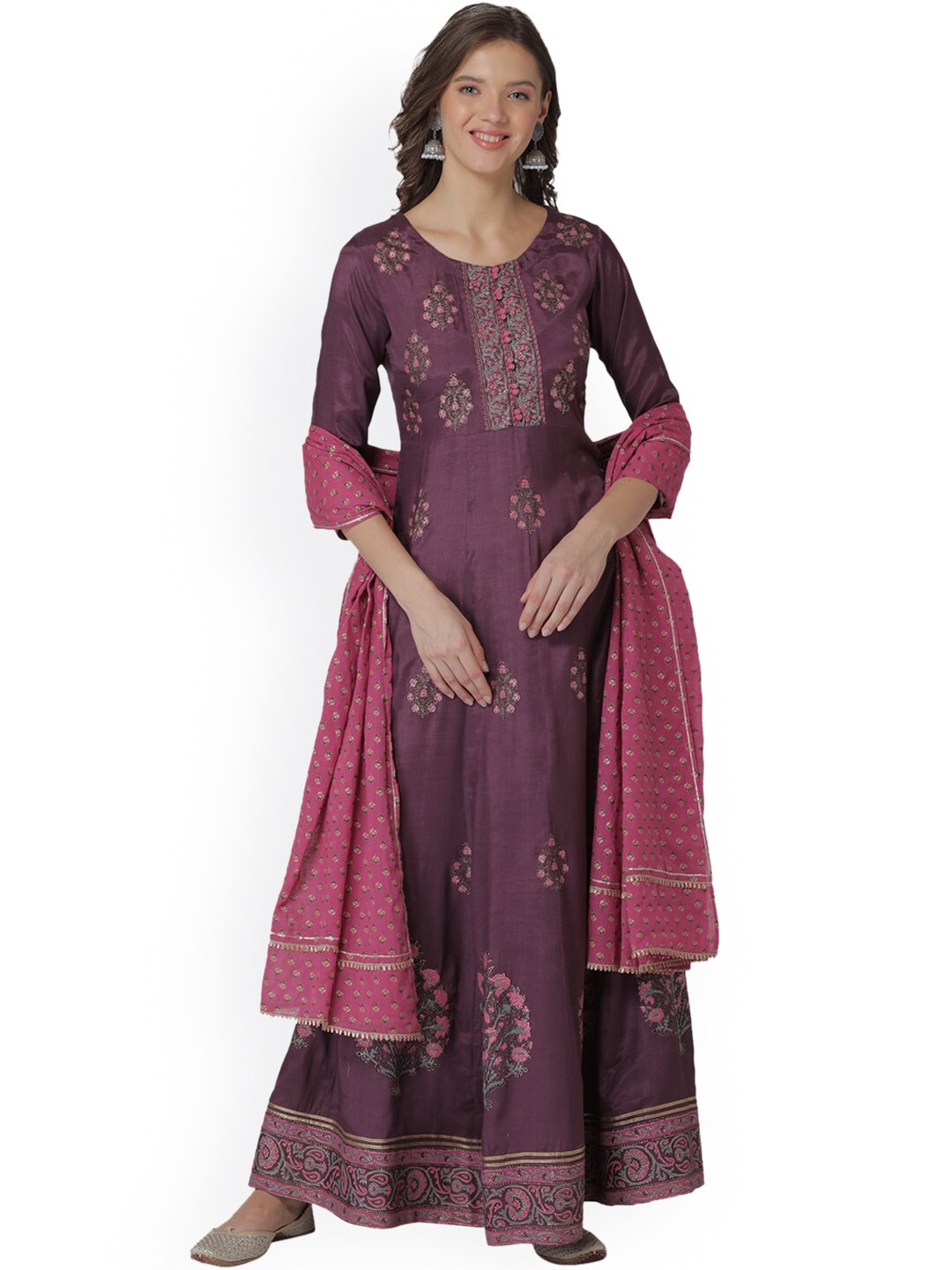 TARA-C-TARA Women Purple Embellished Fit and Flare Dress