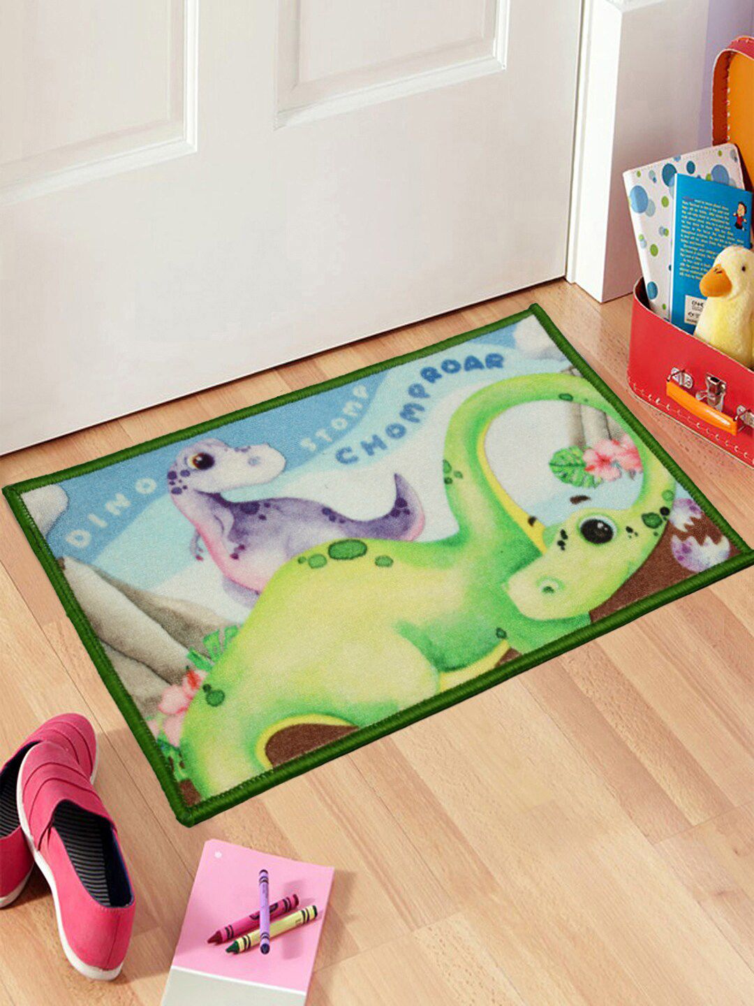 Saral Home Kids Green & Blue Cartoon Characters Printed Anti-Skid Floor Mat-image-32