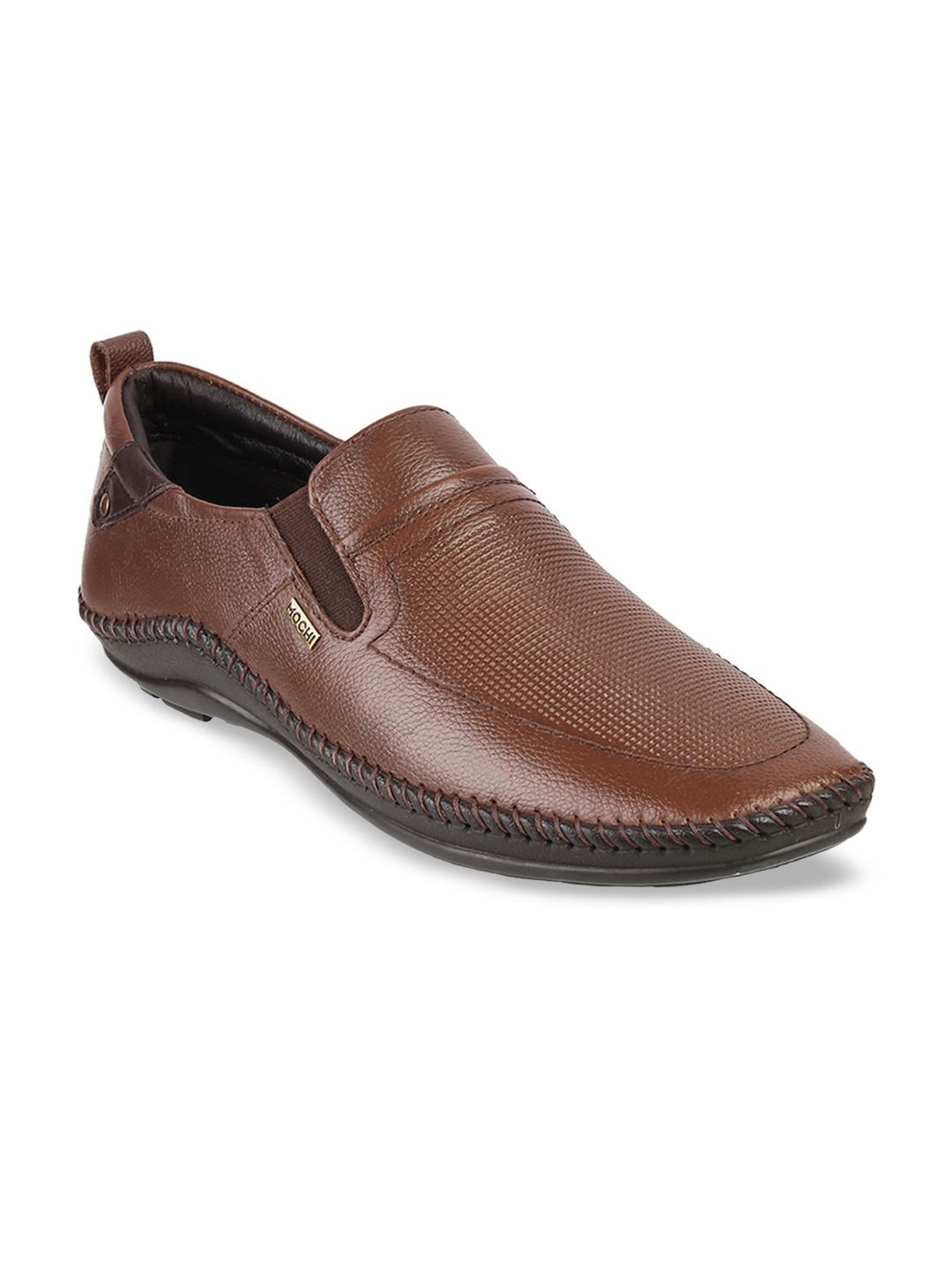 Mochi Men Tan Brown Leather Loafers-picture-20