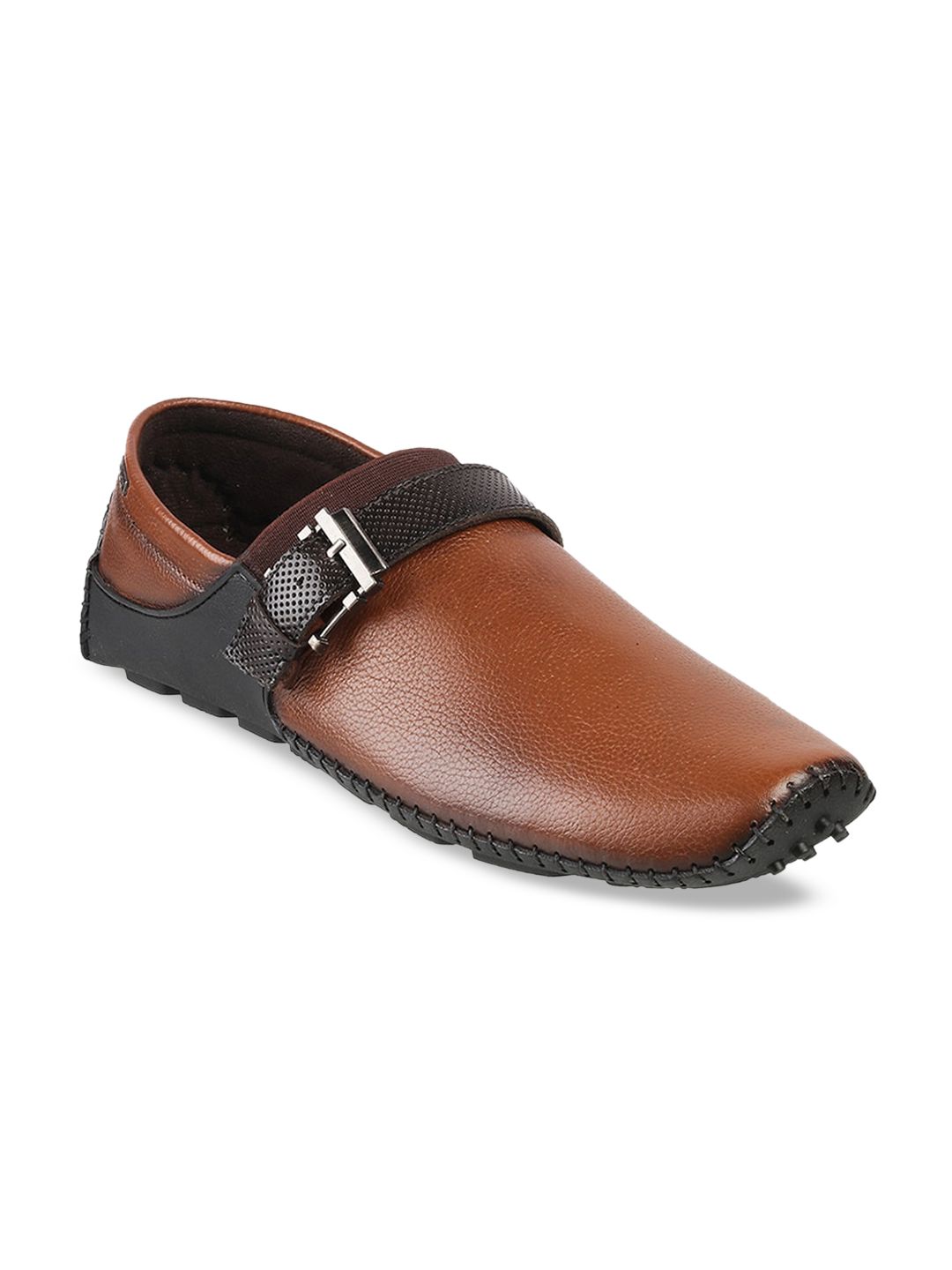 Mochi Men Tan Brown Leather Loafers-picture-21