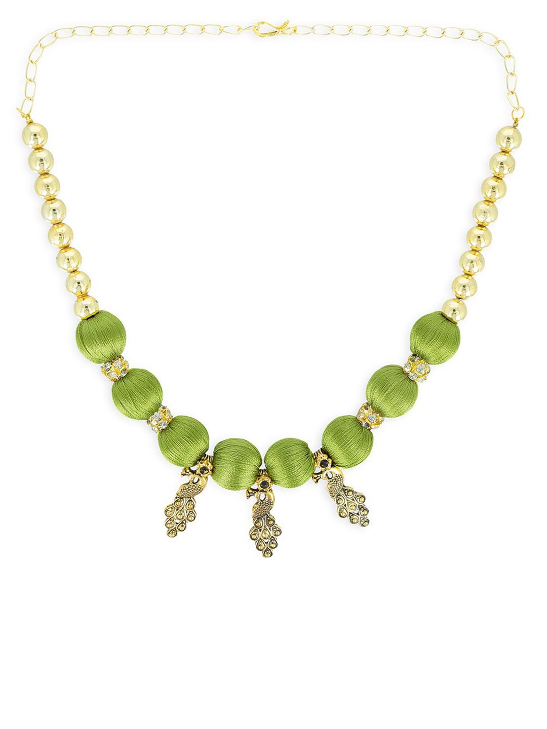AKSHARA Girls Gold-Toned & Green Alloy Gold-Plated Handcrafted Necklace-picture-13
