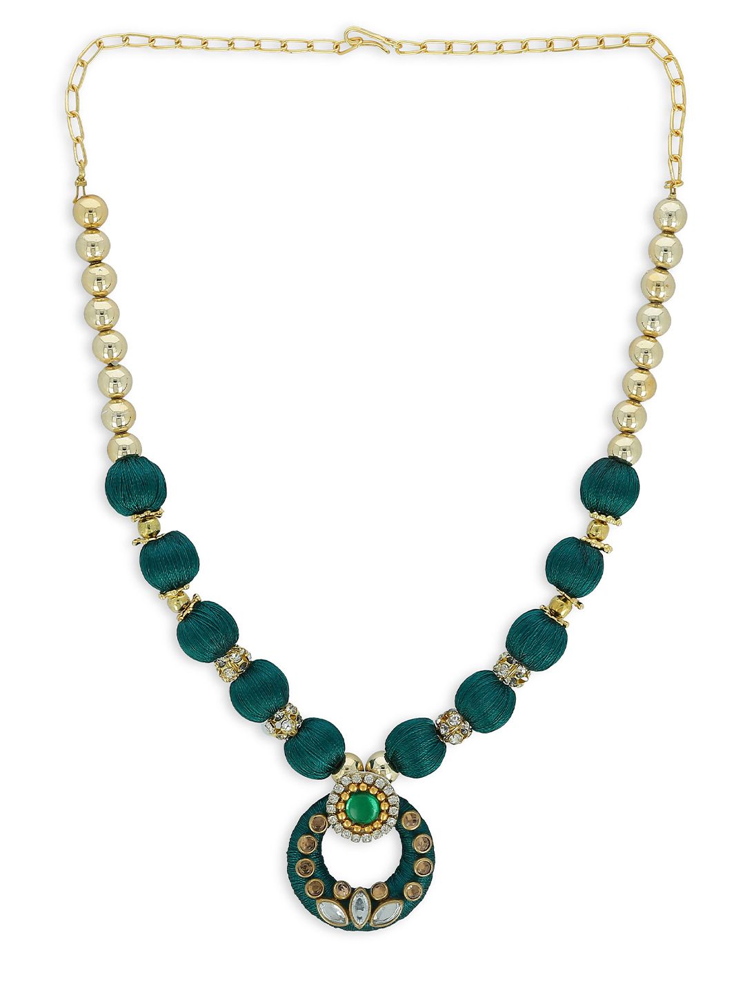 AKSHARA Girls Gold-Plated & Green Handcrafted Necklace-picture-56