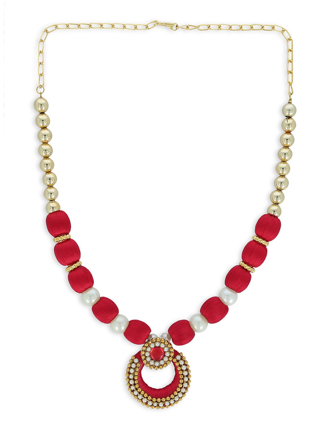 AKSHARA Girls Red Gold-Plated Handcrafted Necklace-picture-10