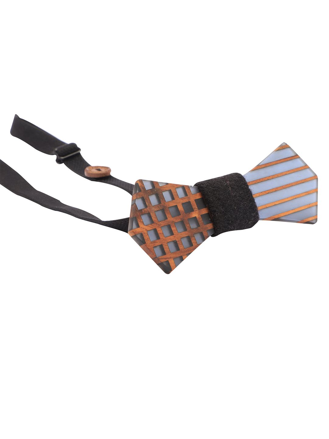 PELUCHE Black & Grey Striped Bow Tie-image-2