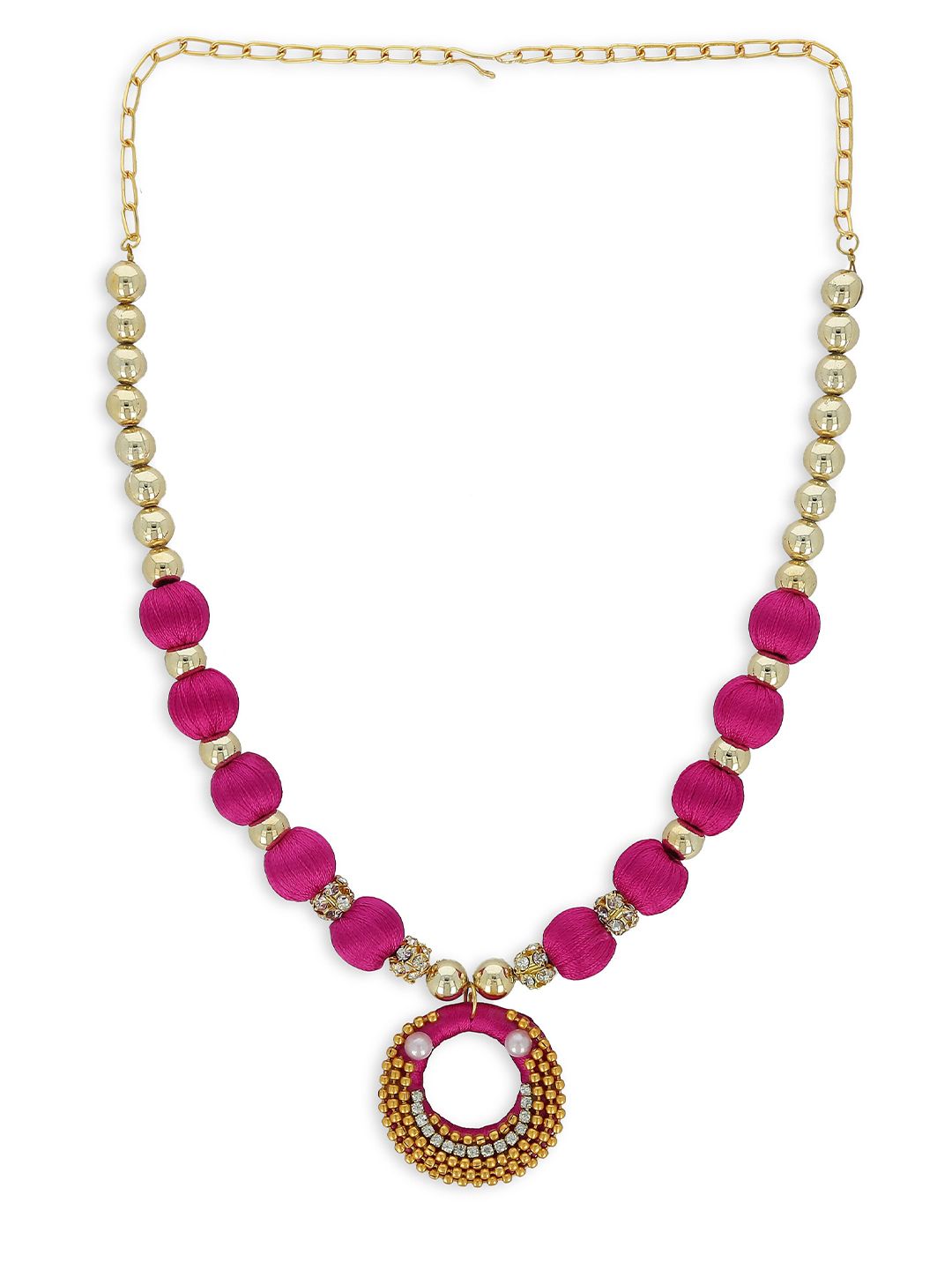 AKSHARA Girls Gold-Plated & Pink Alloy Handcrafted Necklace-picture-40
