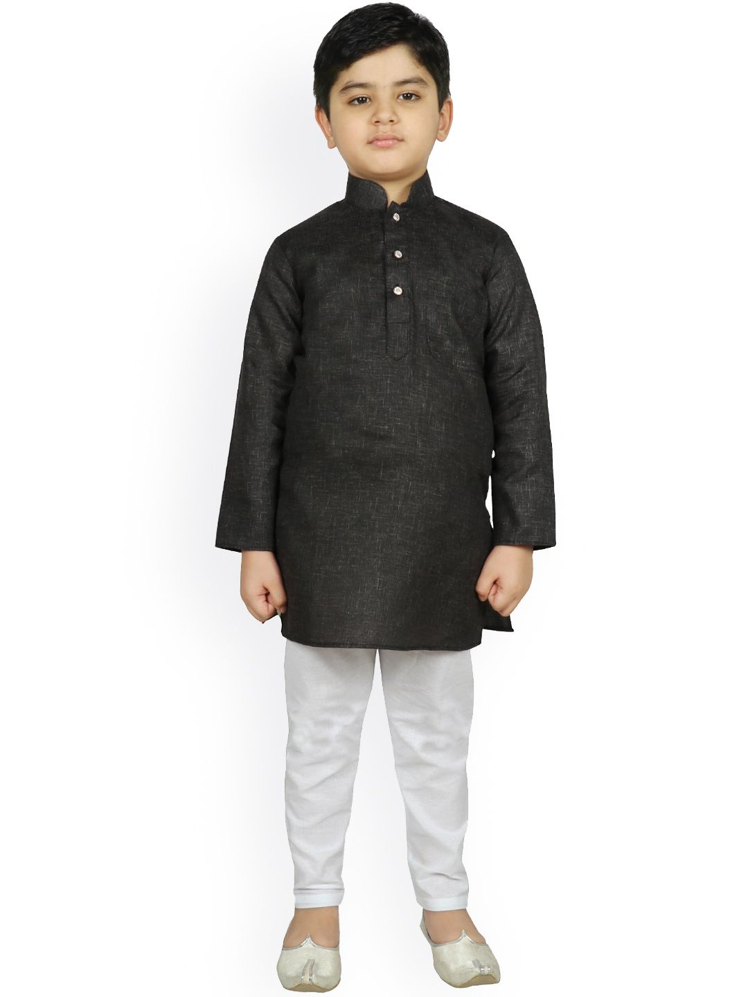SG YUVRAJ Boys Black Pure Cotton Kurta with Churidar-picture-16