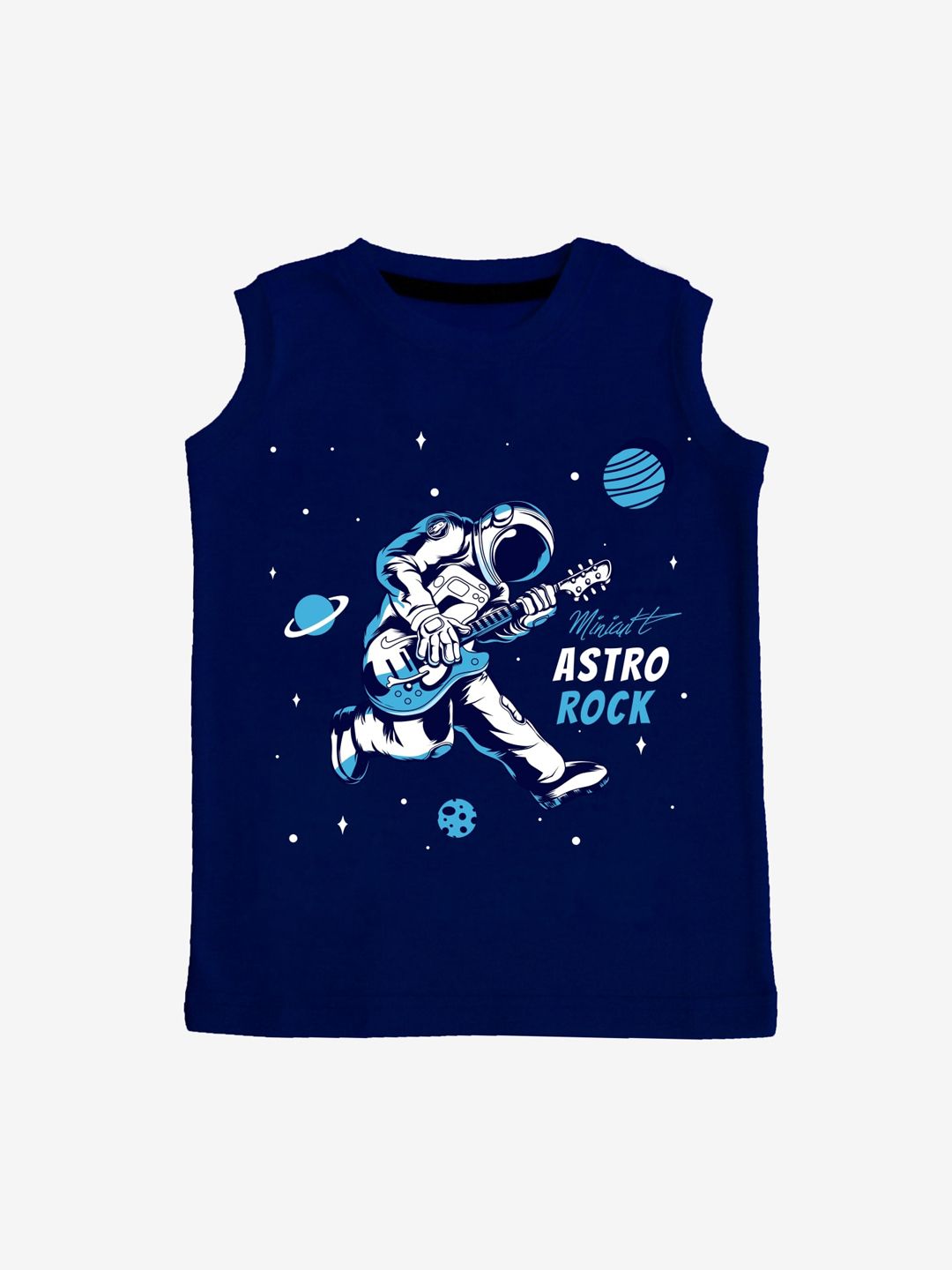 x2o Kids Navy Blue Printed Pure Cotton Innerwear Vest VEST_P_12-18MTS-image-3