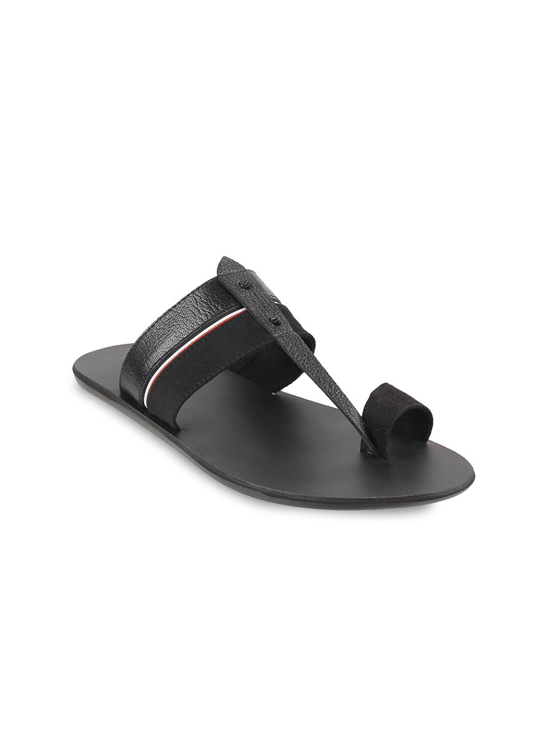 Mochi Men Black Ethnic Leather Comfort Sandals-picture-30