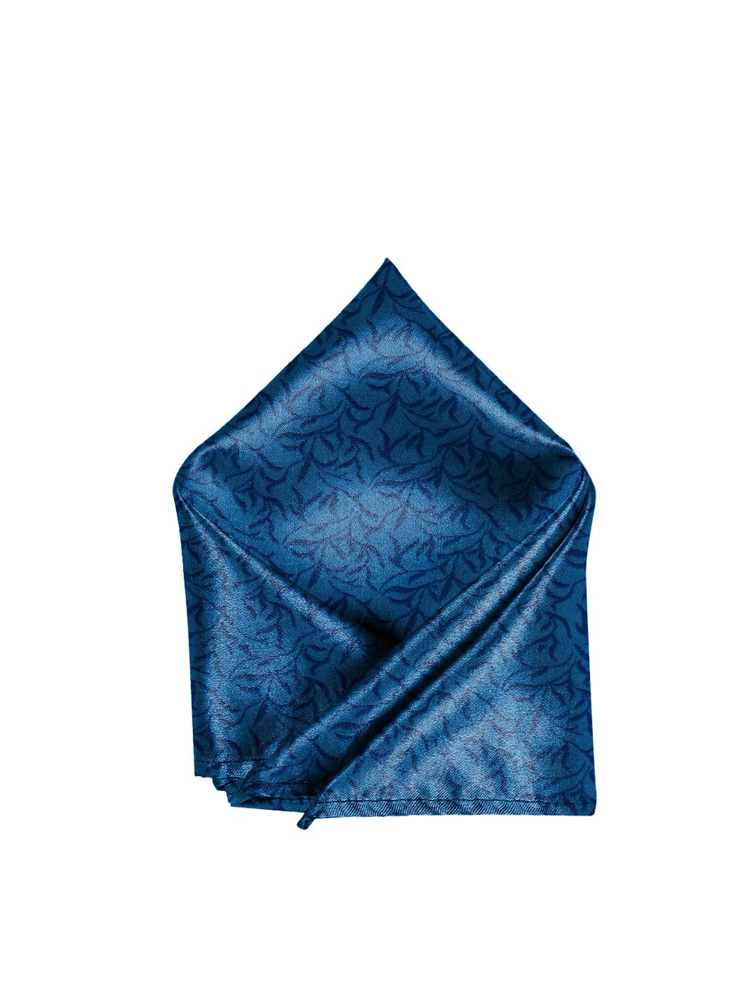 Blacksmith Men Blue & Black Leaves Printed Pocket Square-picture-43