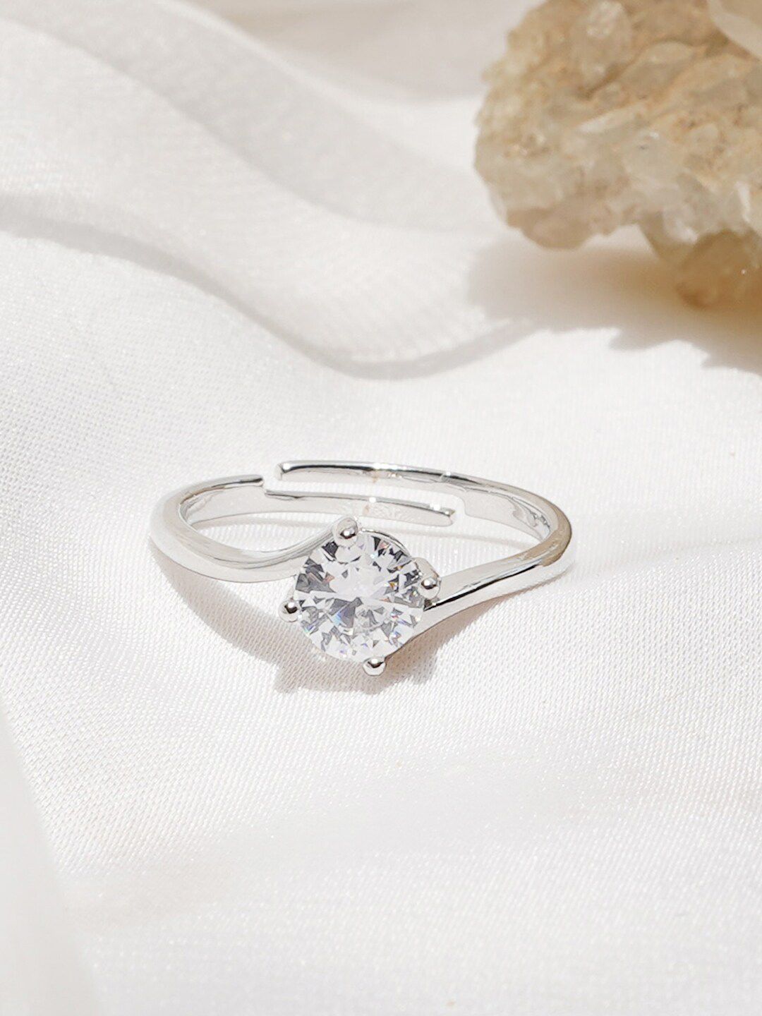 JOKER & WITCH Silver-Plated Rhinestone-Studded Giro Adjustable Finger Ring-picture-22