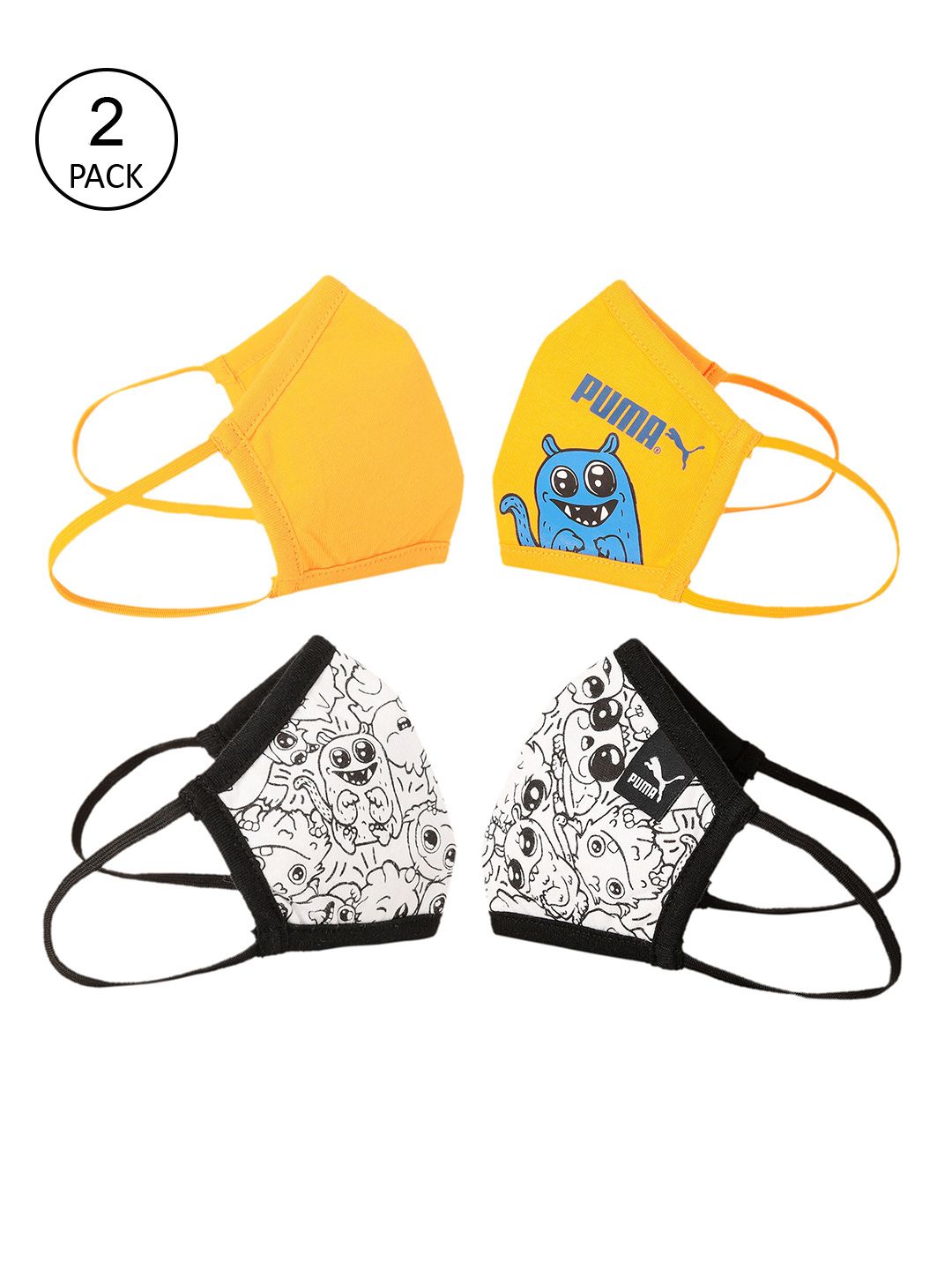 PUMA Kids Pack of 2 Monster Printed 5-Ply Pre School Outdoor Masks