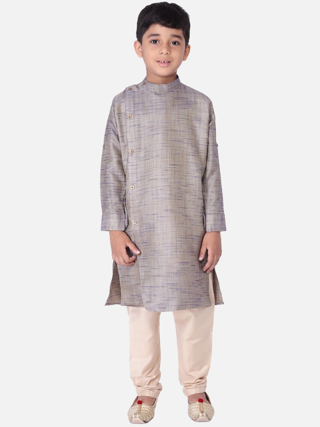TABARD Boys Blue & Peach-Coloured Woven Design Kurta with Churidar-picture-29