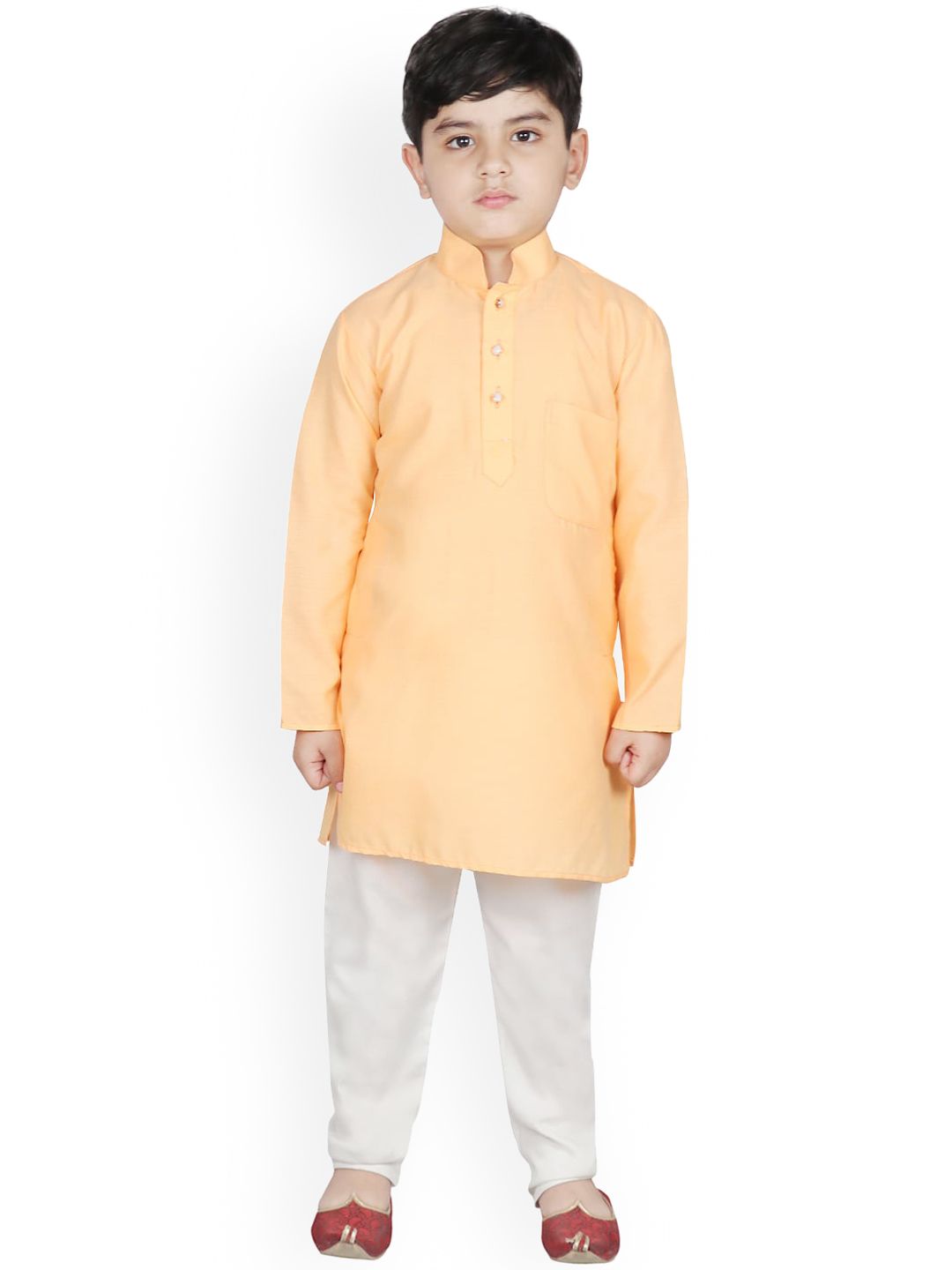 SG YUVRAJ Boys Orange Solid Kurta with Pyjamas-picture-54