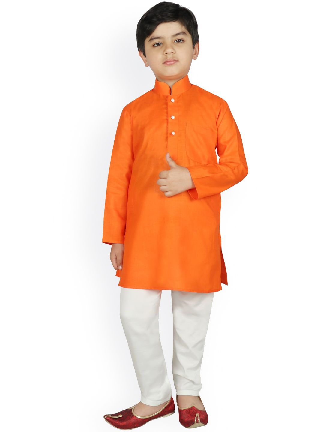 SG YUVRAJ Boys Orange Solid Kurta with Pyjamas-picture-42