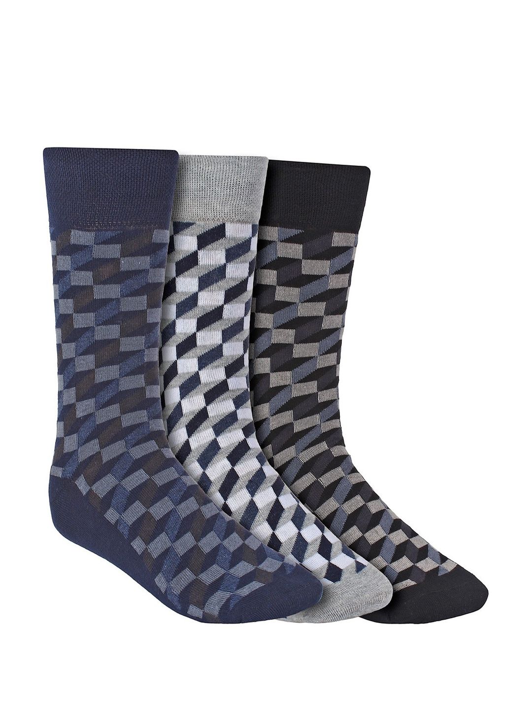Creature Men Pack Of 3 Multicoloured Combed Cotton Calf-Length Socks-image-24