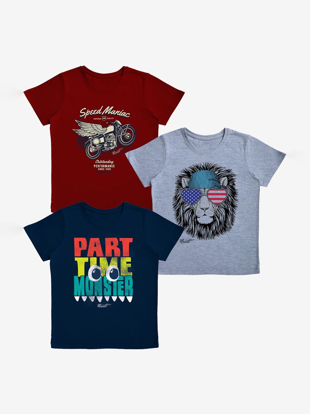 x2o Unisex Kids Maroon & Navy Blue 3 Printed T-shirt-picture-13