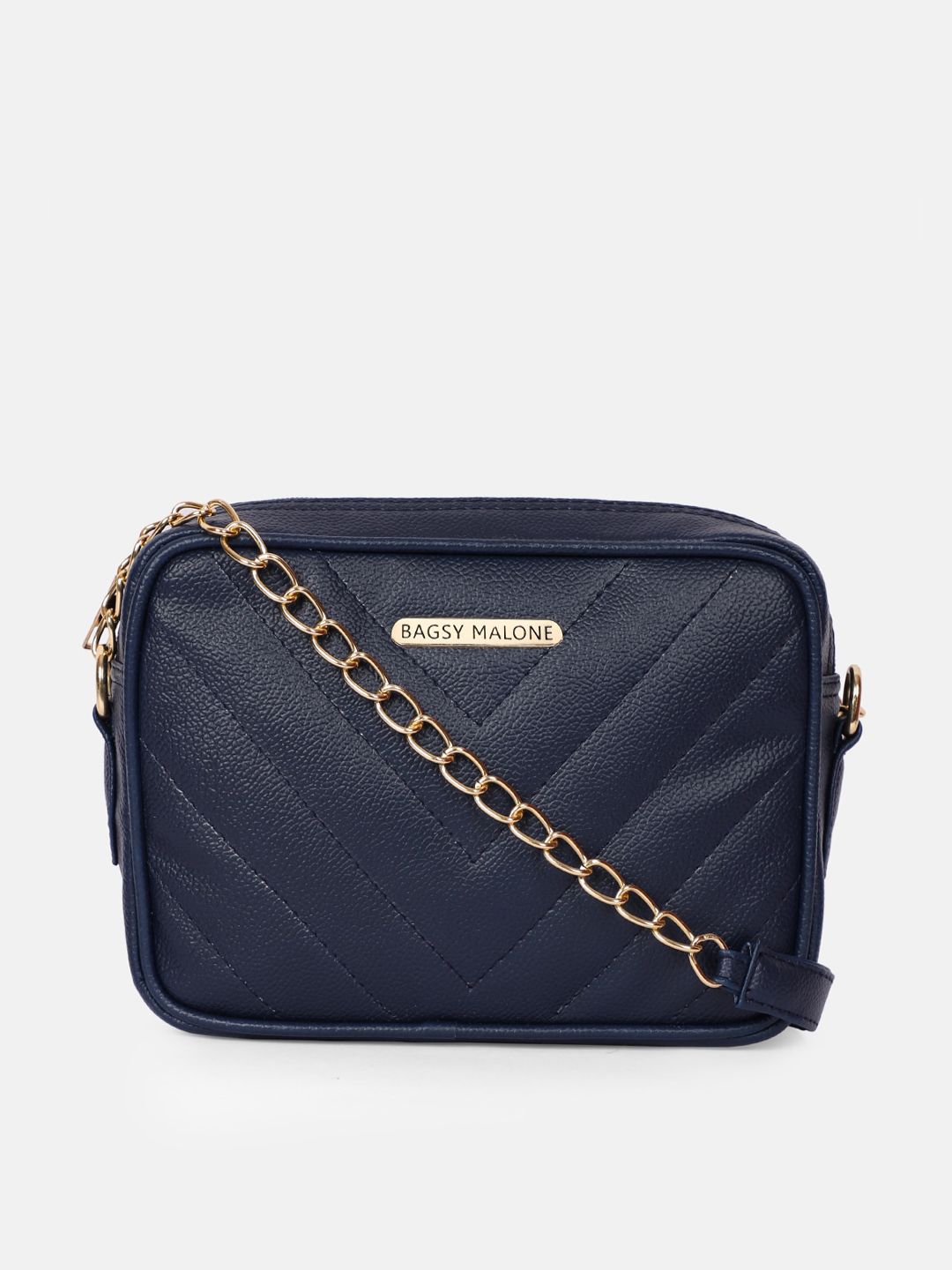 Bagsy Malone Blue Textured PU Structured Sling Bag-picture-27