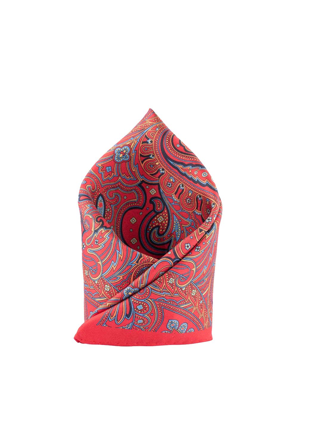 The Tie Hub Men Red & Blue Printed Silk Pocket Square-picture-23
