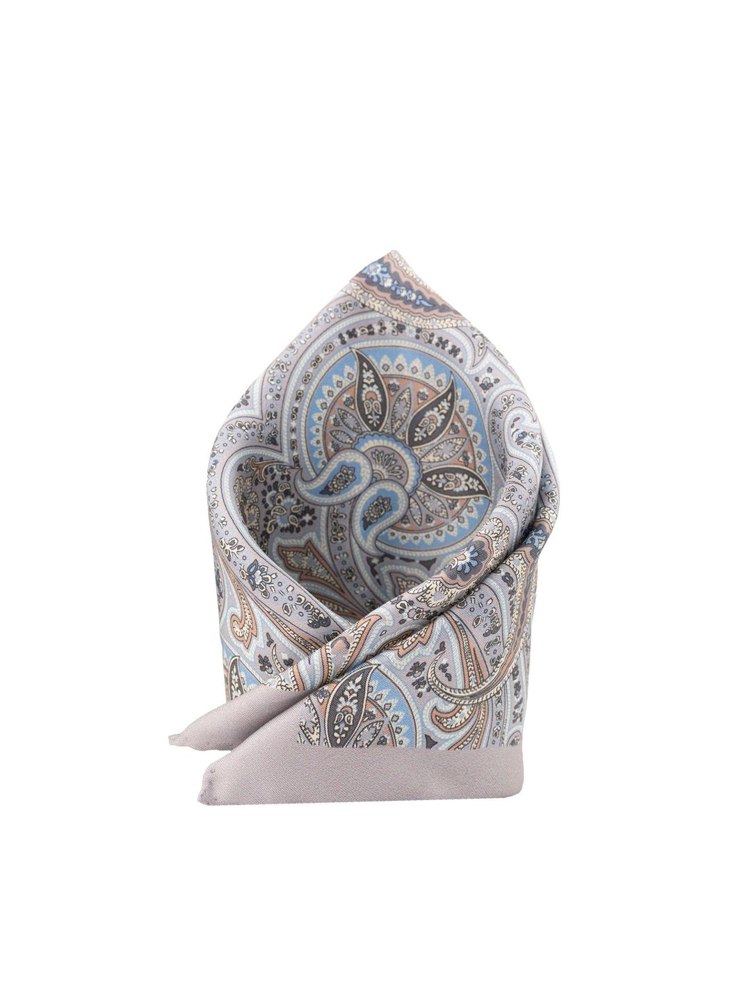 The Tie Hub Men Grey & Pink Printed Silk Pocket Square-picture-18