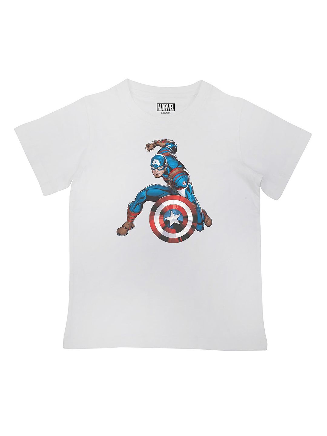 Marvel by Wear Your Mind Boys White & Blue Captain America Printed T-shirt-picture-29