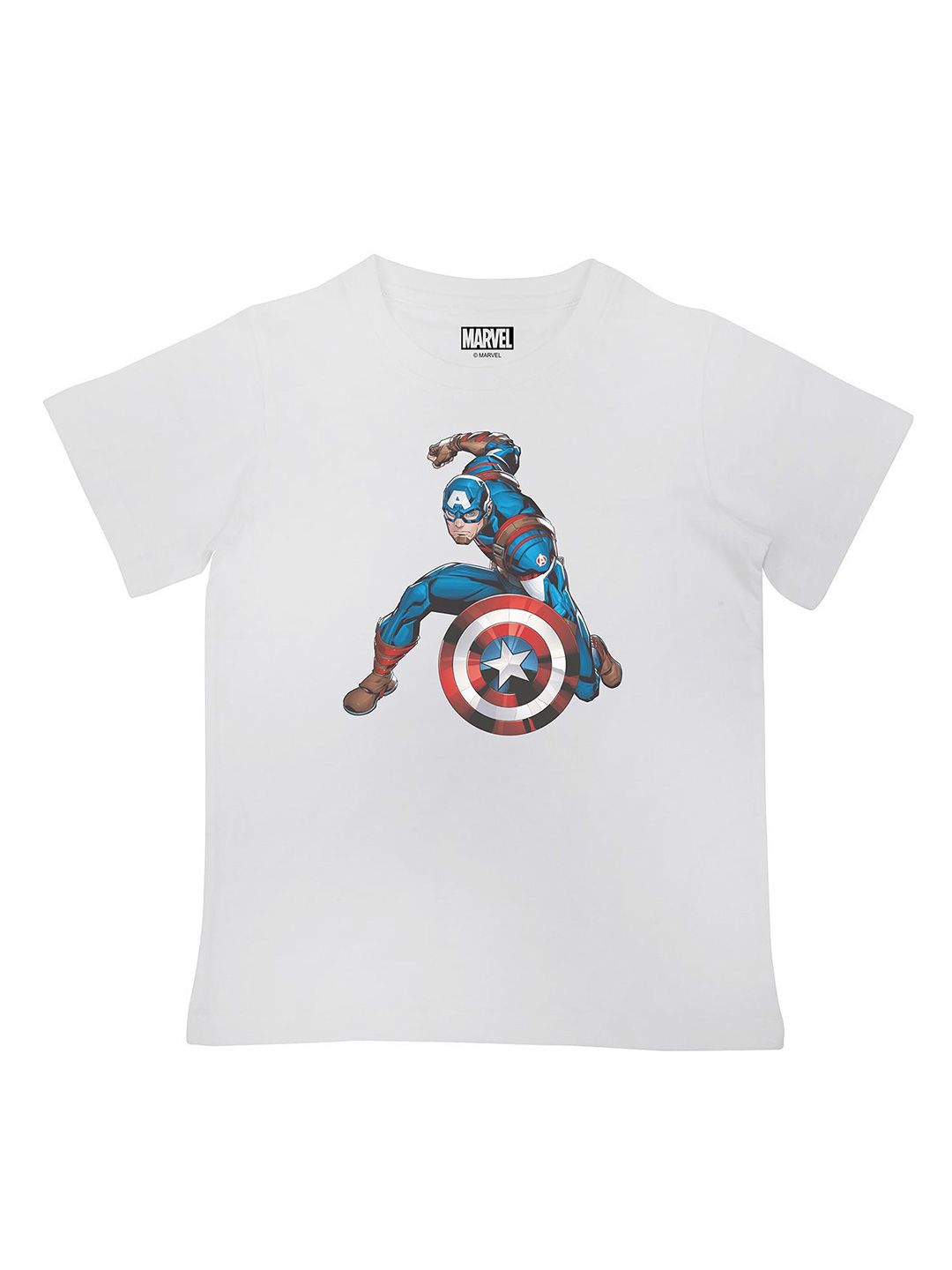 Marvel by Wear Your Mind Boys White Captain America Printed Cotton Pure Cotton T-shirt-picture-36