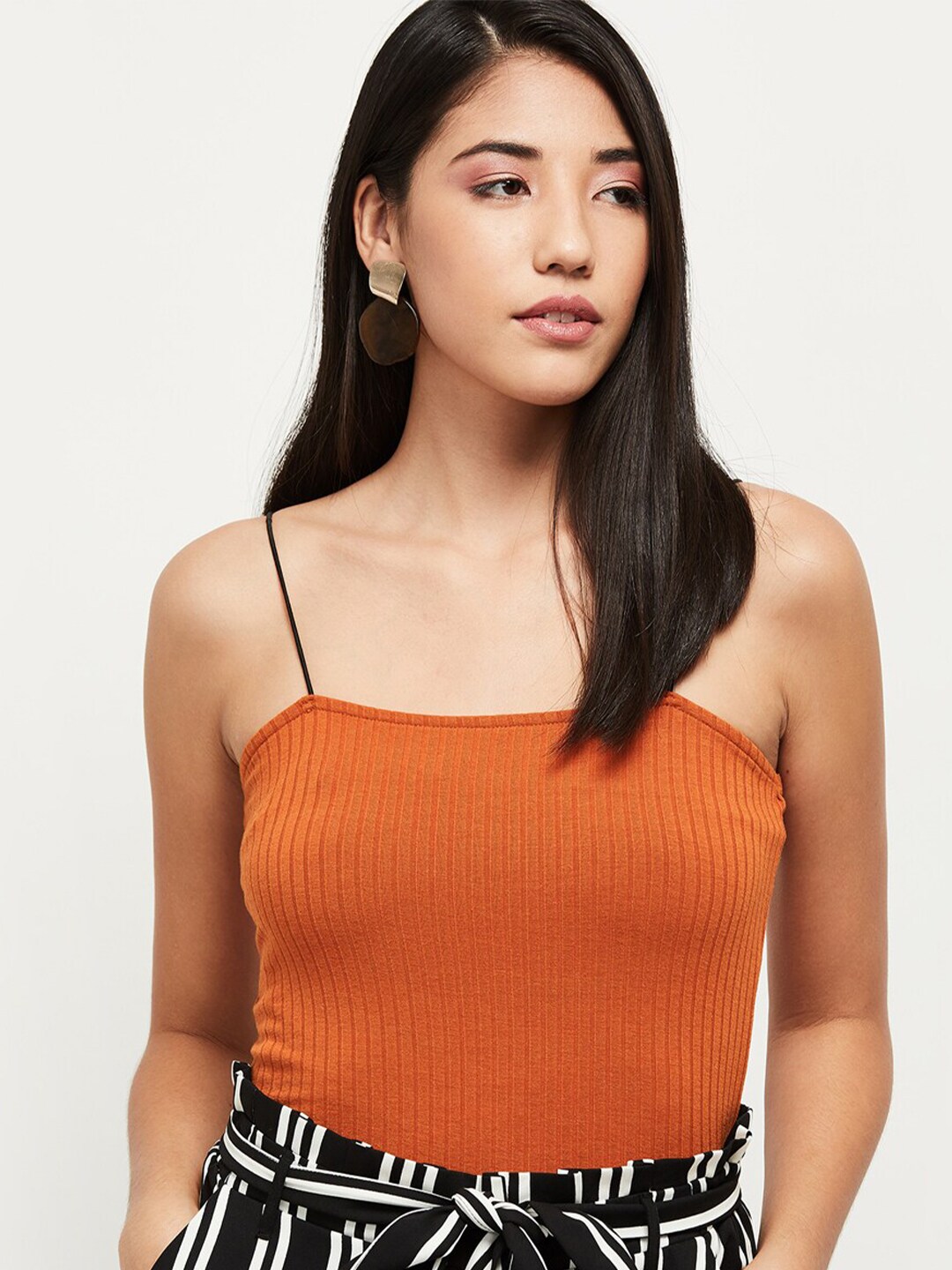 max Orange Fitted Top