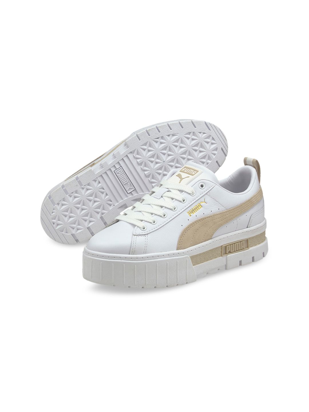 Puma Women White Colourblocked Mayze Lth Leather Sneakers-picture-36