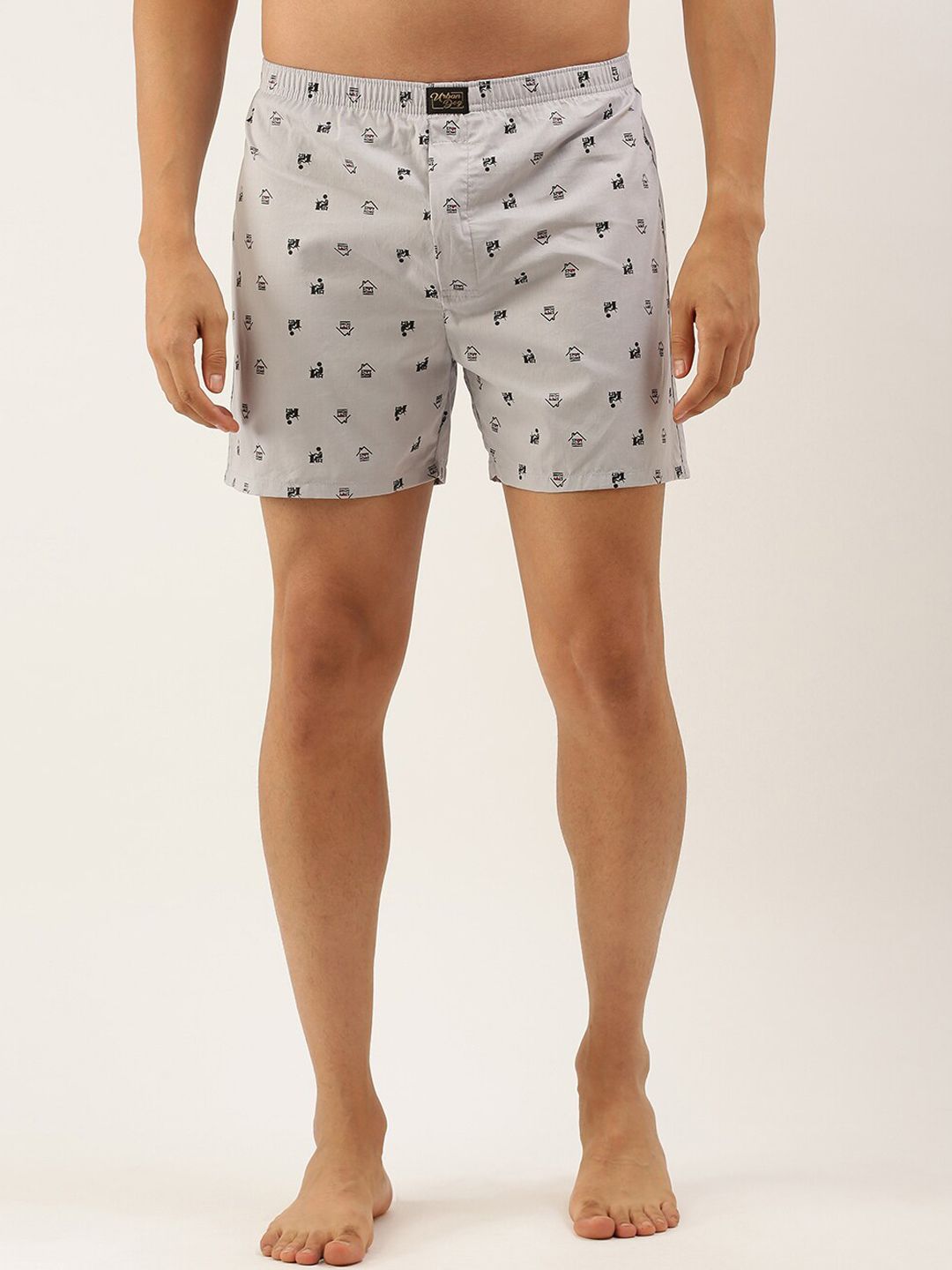 Urban Dog Men Grey Printed Pure Cotton Boxers-image-1