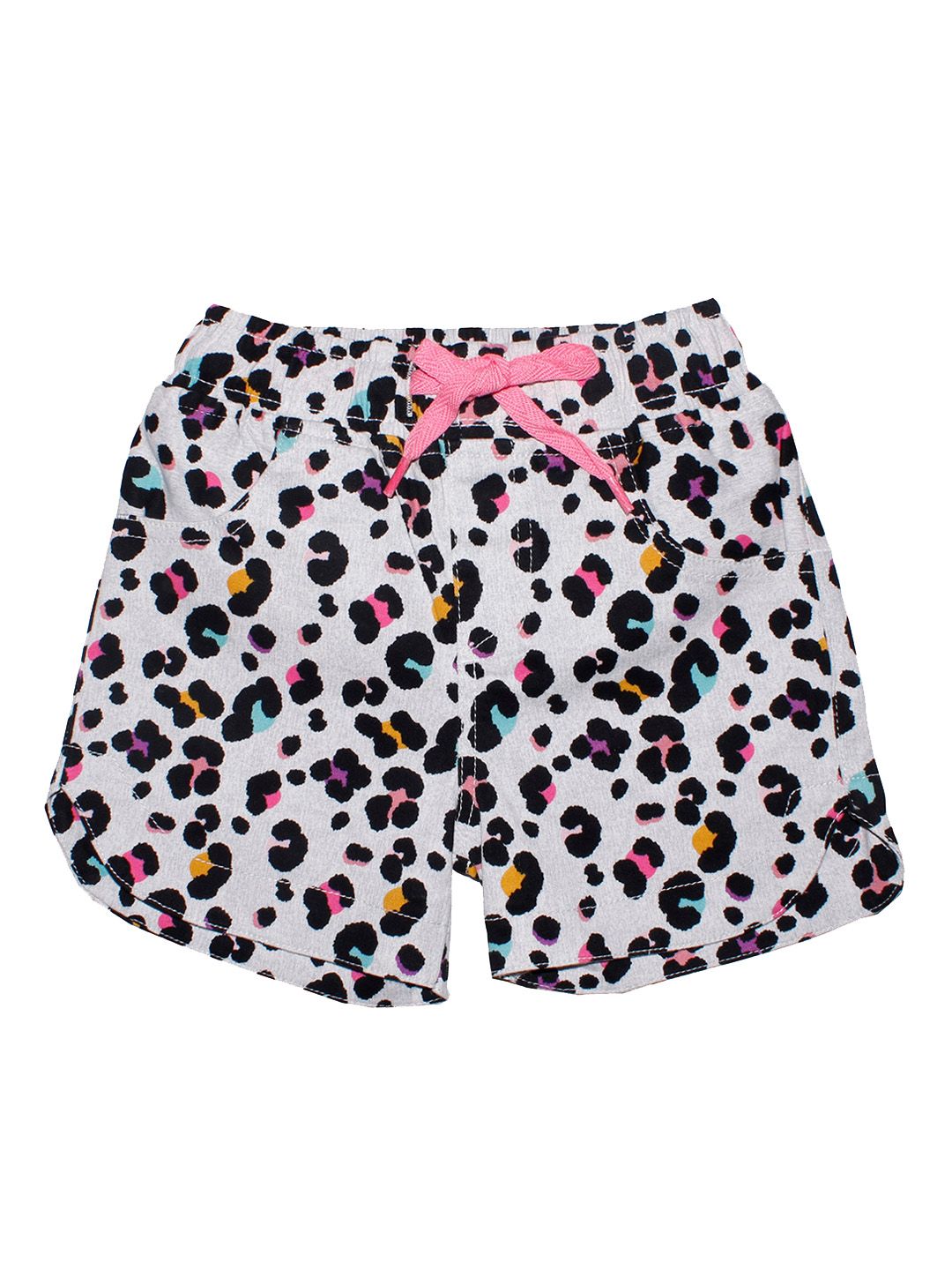 KiddoPanti Girls Grey Melange Printed Mid-Rise Hot Pants Shorts-picture-18