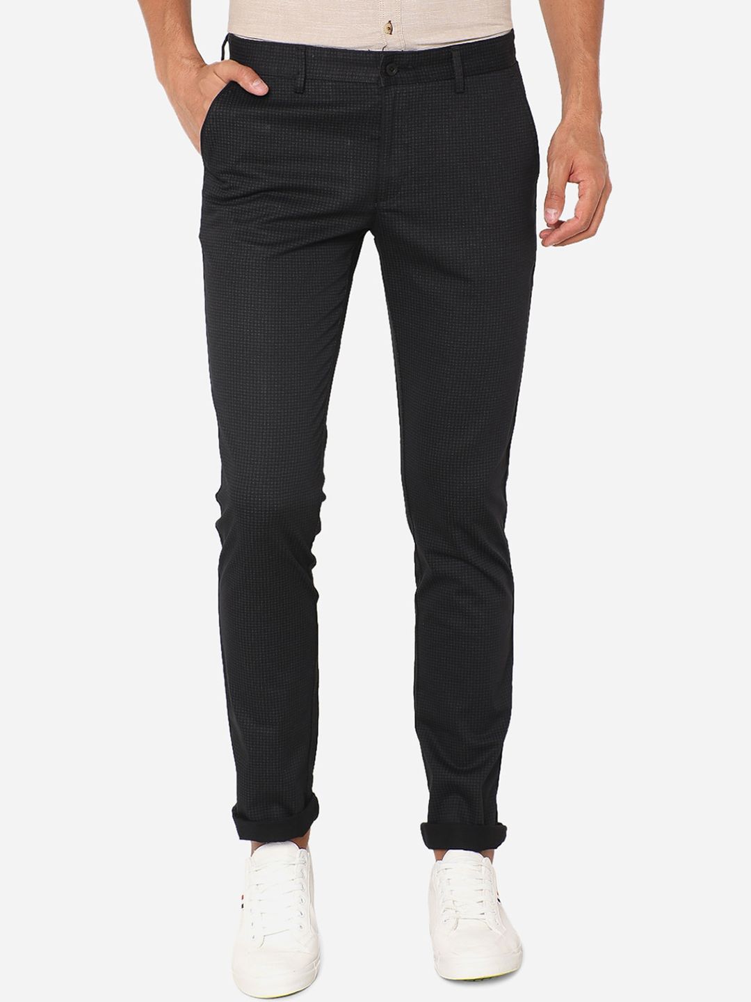 Greenfibre Men Black Slim Fit Regular Trousers-image-2