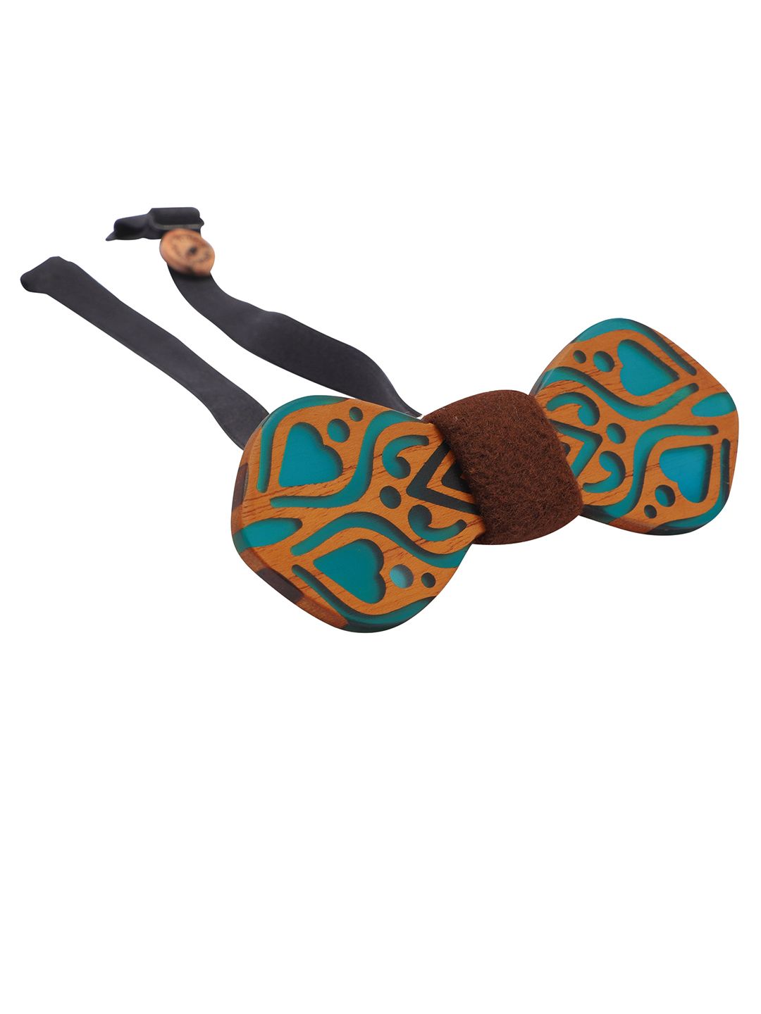 PELUCHE Men Green & Brown Handcrafted Wooden Bow Tie-picture-17