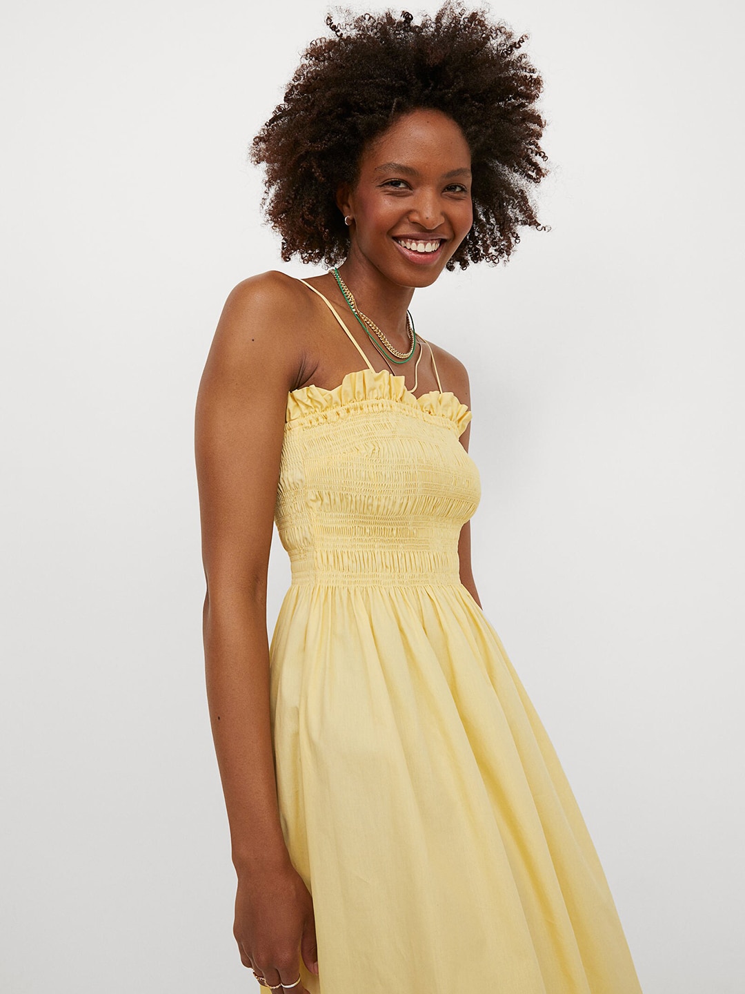 H&M Women Yellow Smock-Topped Dress