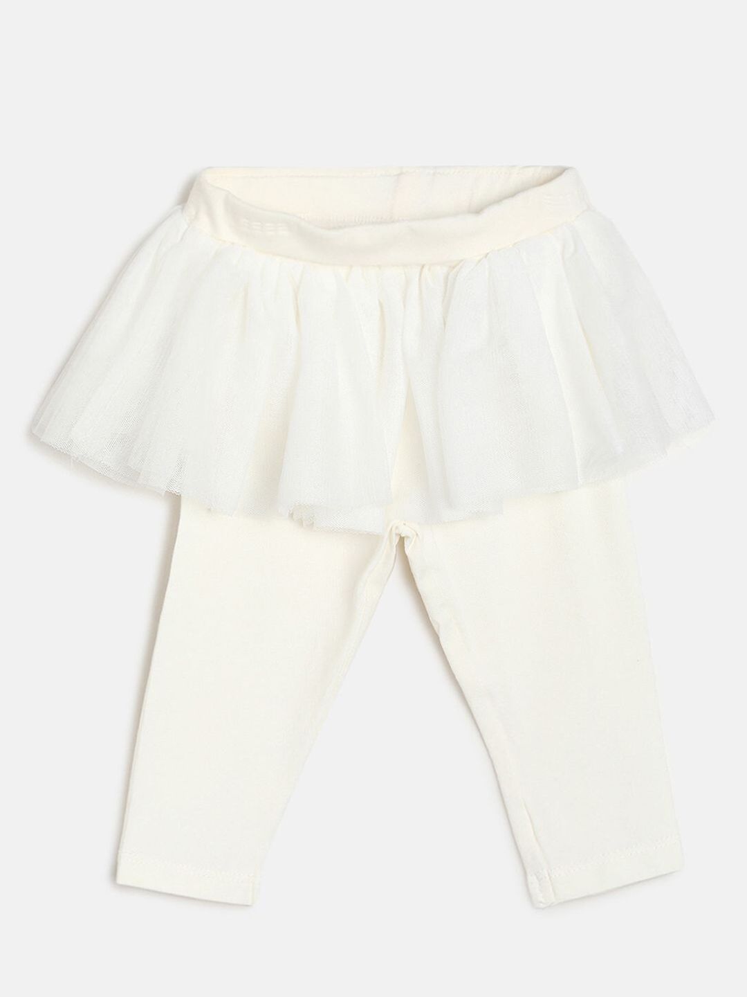 MINI KLUB Girls Off White Solid Cotton Ankle-Length Skeggings-picture-11