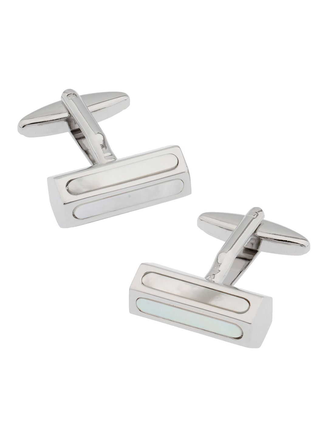 The Tie Hub White & Silver-Toned Regular Cufflink-picture-34