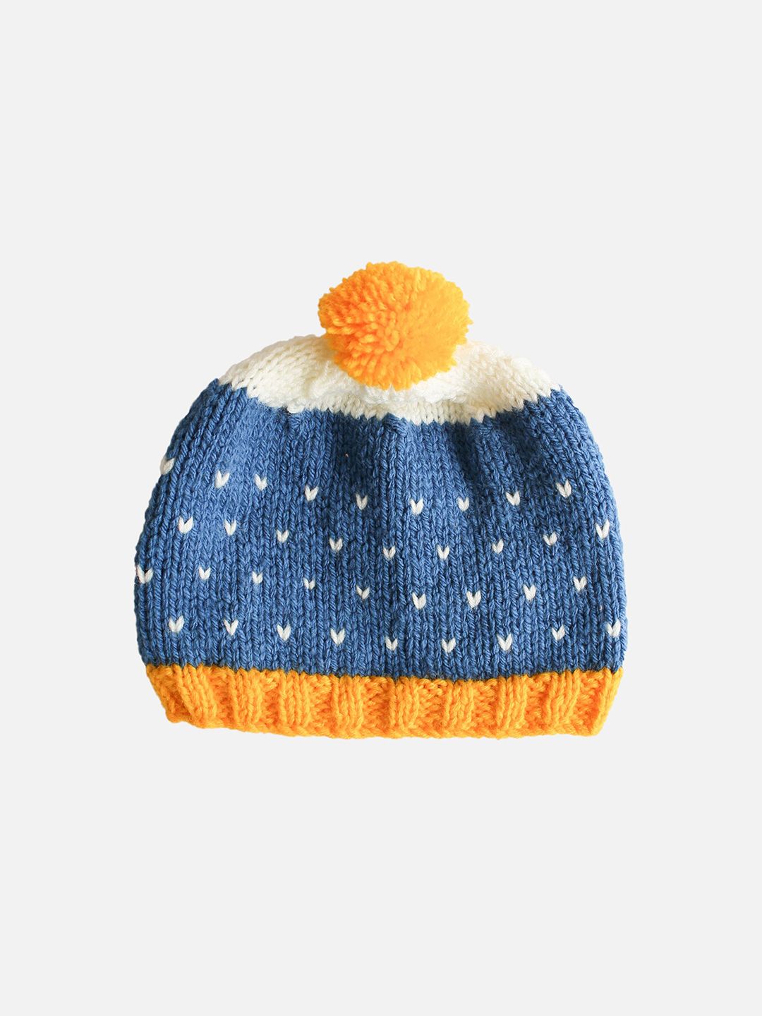 Woonie Unisex Kids Blue & White Handmade Beanie-picture-34