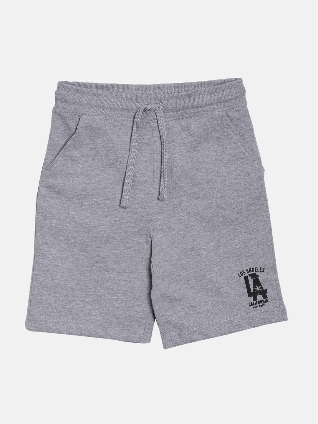 3PIN Boys Grey Melange Mid-Rise Regular Shorts
