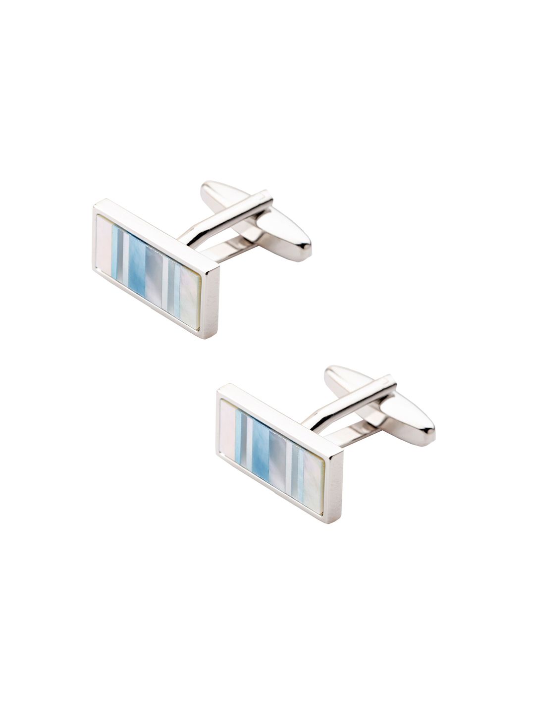 The Tie Hub Silver-Toned & Blue Rectangular Cufflink-picture-50