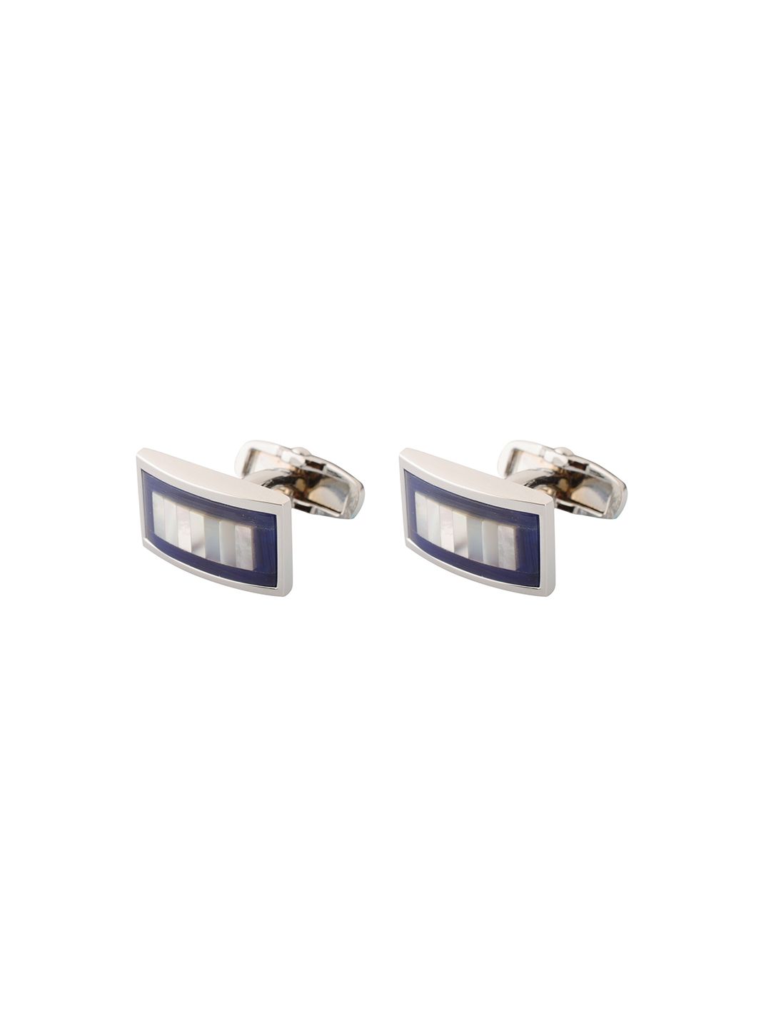The Tie Hub Silver-Toned & Navy Blue Cufflink-picture-43