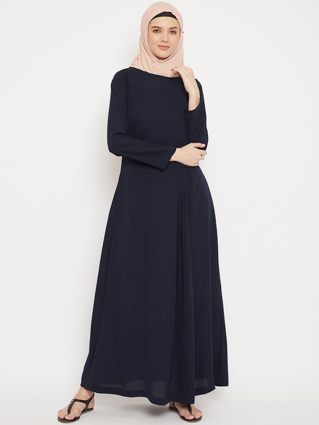 MOMIN LIBAS Womens Navy Blue Polyester Embroidered Abaya Burqa-picture-31