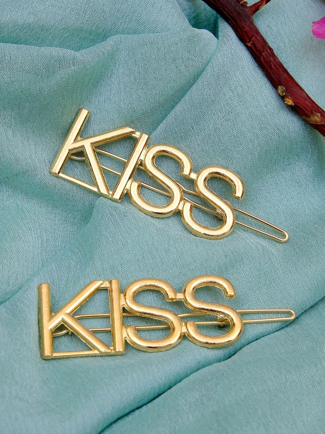 Crunchy Fashion Women Gold-Toned Set of 2 Bobby Pins-picture-16