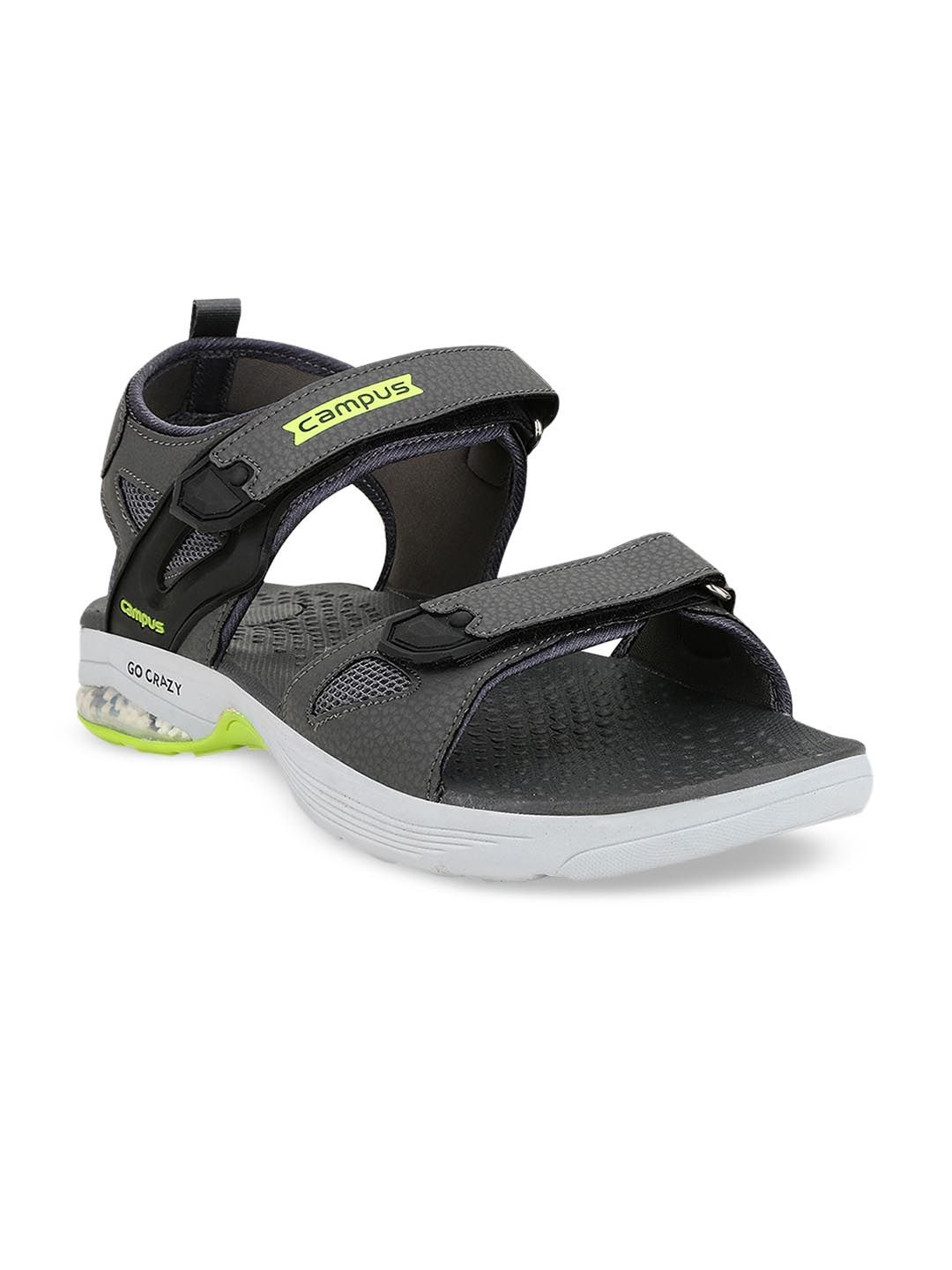 Campus Men Grey & Florescent Green Sports Sandals-image-44