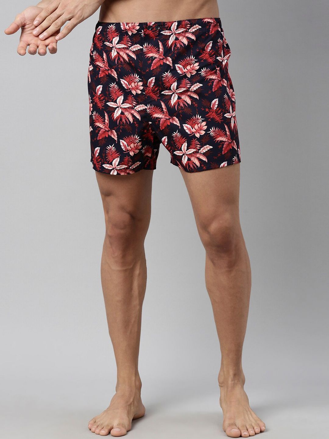 RARE RABBIT Men Navy Blue & Red Printed Pure Cotton Boxer LUKE NAVY-picture-28