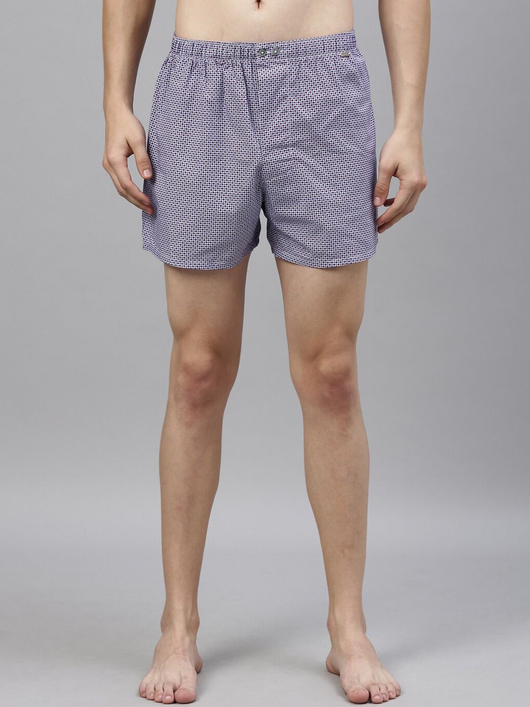 RARE RABBIT Men Purple & Blue Printed Pure Cotton Boxers