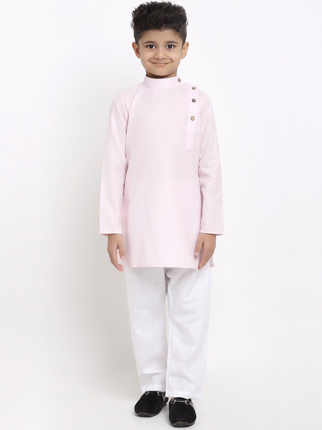 TREEMODA Boys Pink Linen Kurta with Pyjama-picture-13